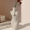 Vases Home Decoration Human Body Plastic Arts Vase Ceramic Sculpture White Flower Floreros Decorativos Moderno