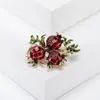 Brooches Beaut&Berry Retro Enamel Pomegranate Flower For Women Unisex Plant Pins Office Party Casual Accessories Gifts