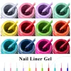 MEET ACROSS 6pcs Red Pink Liner Nail Gel Polish Set Glitter Nail Art Design UV Manicure Varnish Drawing Painting Nail Gel Kit