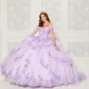 Lilac Messican Quinceanera Dress Vestidos de 15 Quinceanera 3D Flower Sweetheart Layers APPLICE BALL SOLE Sweet 15 16 Birthday