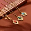 Hanger kettingen retro koperen charmes multicolor onregelmatige imitatie-gemstones gouden kleur metaal diy ketting dames sieraden 28 mm x 18 mm 1 st