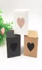 Kraft whiteblack Heart Shaped Window cupcake boxes Wedding Chocolate Packing Party Single candycookies Boxes 50pcsset9762399