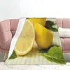 Limões frescos Throw Plain, tema de frutas, flanela super macia, leve, cama, sofá, sofá, sala de estar, legumes