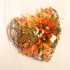 Decoratieve bloemen simulatie pompoen zonnebloem muur hangende herfst krans hartvormige schuim rattan slinger thanksgiving home party