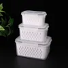 3 Pack Different Size Fruit Containers Gray Breathable Storage Baskets Plastic with Removable Colander Produce Containers