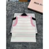 Two Piece Dress Mi24 Early Spring Sweet Style Heavy Industry Nail Diamond Letter Stripe Color Blocking Design Sleeveless Knitted Vest