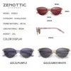 Solglasögon Zenottic Design Metal Acetate Cat Eye Solglasögon Fashion Women Polariserade solglasögon UV400 -skydd Kvinnliga nyanser 630013 240412