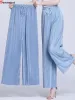 Pants Summer High Waist Ankle Length Wide Leg Pants Pleated Chiffon Pantalones Oversize 4xl Baggy Trouser Casual Thin Solid Color Hose