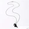 Łańcuchy Drop olej biały dinozaur wisiorek czarne dławiki kreskówki obojczyk w stylu koreański naszyjnik para naszyjniki