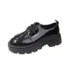 Casual Shoes 2024 Women Spring Black Platform Flats Women loafers glid på båtdesigner läder oxfords