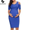 Abiti di maternità Chivry Nuove donne di maternità Donne in gravidanza Abiti Mama vestiti OG SOLID SEXY OFF SHOE BODYCON DONNA CASCURA DONNE CASUALE CHUAdS 24412