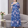 Moda kobiety letnie sukienki bawełniane vintage sukienki vestidos szata plus size swobodne druk Aline krótki rękaw femme 240412