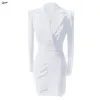 Lässige Kleider Pulabo Frauen gepolstert schultergereichter Blazer Kleid Langarm Weißer Bleistift Elegante Damen Büro Workwear Vestidos