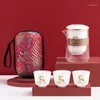 Teaware -sets 2024 Chinese draagbare theeset keramiek 1 pot 2 kopjes reismokken opbergzak warmte isolatiecontainer