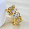 Cluster Rings Springlady 18k золота, покрытая 925 стерлинговым серебряным лабораторием сапфировой драгоценный камень, блестящий коктейль Fine Ring для женщин свадебные украшения