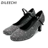 Sapatos de dança Dileechi feminino sinistro preto Moderno Blocinal Salsa Salsa Party