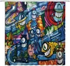 Dusch gardiner tecknad havs varelse gardin doodle abstrakt anime djur mörkblå djup polyester badrumsdekoration