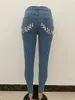 Jeans pour femmes 5pcs en vrac en gros bandage sexy femme creux pantalon de jean stretch street street