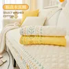 Chair Covers Checkered Pattern Cotton Sofa Mat Embroidered Edge All-season Settee Towel Pillowcase Anti Slip Dustproof L-shaped Cover