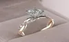 Sparkling Womens 925 Sterling Silver Ring Two Tone 18k Rose Gold Ring Sapphire Princess Wedding Band Engagement Party Anniversary 9258693