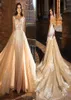 Crystal Design 2020 신부 캡 핑 슬리브 보석 목도 수 놓은 바디 분리 가능한 치마 웨딩 드레스 로우 백 LO2392750