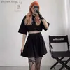 Spódnice czarne mini spódnica gotycka kobiety wróżka grunge wysoka talia luźna liniowa spódnica szorty goth egirl letnie harajuku streetwear