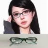 Lunettes de soleil Y2K Small Square Oval Lunes Femmes Blue Light Computer Game Anti-Blue Frameglass Flatglasses