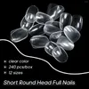 False Nails Short Oval Nail Tips-240pcs Soft Gel Full Cover Almond Shape Tips Round