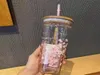 NUOVO!!!Tazze rosa sakura in vetro di grande capacità di accompagnamento con tazze di paglia9902582