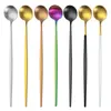 Coffee Scoops 10pcs / Lot Handle Spoon Spoon en acier inoxydable mélange des cuillères à la crème glacée Cake Gake Tea Kitchen Bar Bar Accessoires