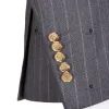 Anzüge Cenne des Graoom New Double Breasted Nadelstreifenanzüge für Männer graue Blazerhosen 2 Stück mit goldenem Knopf Klassiker Hochzeitsbräutigam