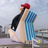 5MH 16.4ft Hög anpassad jätte Penguin -tecknad uppblåsbar hatad Penguin -modell som håller juice kopp för kommersiell hyra eller display