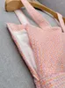 Survêtements pour femmes Spring Summer Fashion Tweed Plaid Set Femmes Sans manches Col de remin-down Colon de vesti