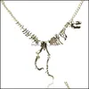 Collane a ciondolo collana dinosauro gotica tirannosaurus rex scheletro per donna fascino di drago in lega di lega colanti sier drop dropelenge je dhl9e