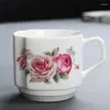 Filiżanki spodki europejskie pastoralne ceramiczne ręcznie malowane przeciwpaczanie kawy kubek kubek prosty herbata domowa biuro woda filiżanka kreatywna teacup