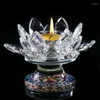 Candelas de velas 8 Colors Crystal Lotus Flower Talight Centerpiets Romantic Wedding Candlestick Fengshui Decoración del hogar Regalo