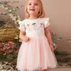 Girl's Dresses Jumping Meters 2-8T Summer Party Girls Dresses Tutu Princess Fairy Print Short Sleeve Birthday Wedding Baby Frocks Costume Y240412