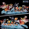 Comics Heroes One Piece Anime Figure Paille Group Dragon Boat Figures Luffy Nami Zoro Sanji Brook Robin Usopp Chopper Franky Model Toy 240413