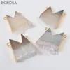 Подвесные ожерелья Borosa милая M Shape Natural Agates Druzy Connectors Сделание 24 -дюймовые золотистые для женщин аксессуары для ювелирных изделий