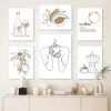 Abstract One Line Drawing Coffee Cup Woman Dinnerware Wall Art Canvas Painting Nordic Posters And Prints Pictures Kitchen Decor