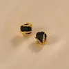 Boucles d'oreilles Stud Korea Design Bijoux Black Square Zircon Wheat Ear Elegant Women's Daily Travail Accessoires