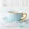 Чашки блюдцы сплошной цвет керамический кофейный чашка макарон современный простая фарфоровая чашка ручной работы ручной работы