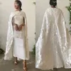Vestidos de festa Apliques brancos Prom 2 peças com jaqueta vestido de estilo pastoral sem mangas