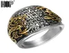 Punk Vintage Black Crystal Scorpion Mönster Mens Ring Gold Color Round rostfritt stål Titanringar för män smycken8620419