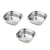 Plates 3 Pcs Flavor Dish Seasoning Bowl Square Containers Lids Sauce Fruit Dip Appetizer Compartment Plate