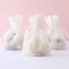 Sacs de rangement 6 PCS Sac-cadeau Premium Sac à cramper en dentelle blanche Mini organisateur de maille pour petites choses claires