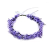 Clips de cheveux Y1ub Simulate Flower Band Boho Wedding Bride Lavender Floral Band avec un décor de coiffeur de ruban