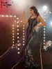 Robes décontractées Missord Elegant Print Sequin Night Robe Femme Spaghetti Strap Draped Bodycon Maxi Sirène Party Long Robe de bal