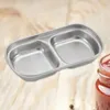 Plates 1/2/3/4-grid Condiment Dish Holder 304 Stainless Steel Compartment Barbecue Seasoning Plate Easy To Clean Tableware For Picnic