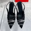 Femme Slingback Sandales High Talon pointu à orteil Denim Broderie Talons Sandales Sandales Sandales de la fête de mariage